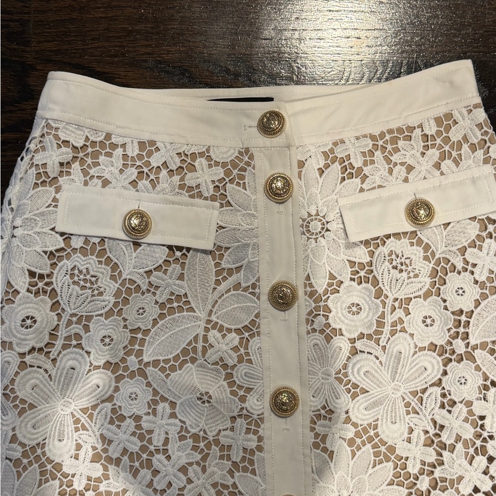 NEW Generation Love Elegant White Lace Button-Down Skirt - Picture 4 of 8